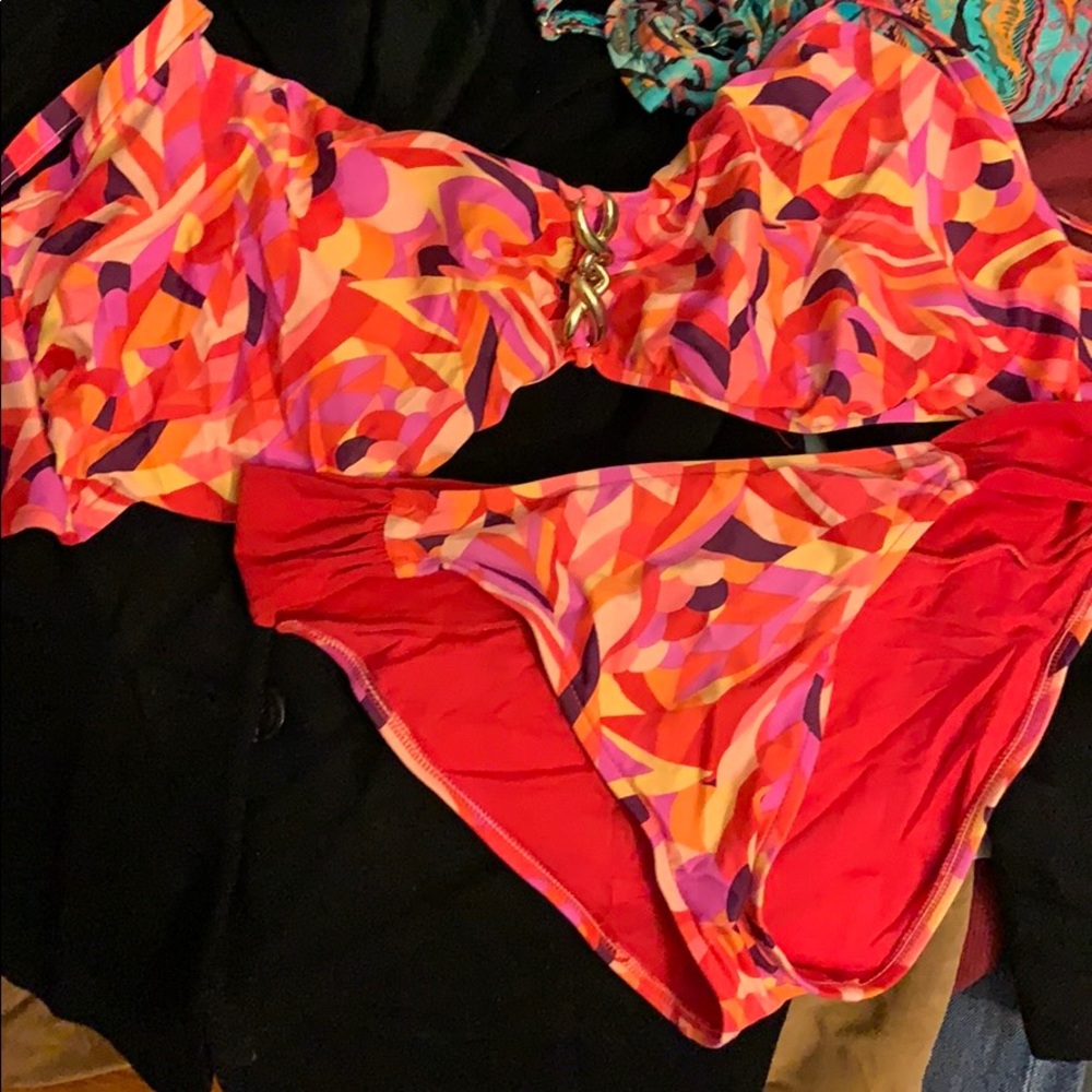 Sunset red multi bathing suit